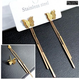 Сережки мед.сталь14К 10702 (6,5см.)